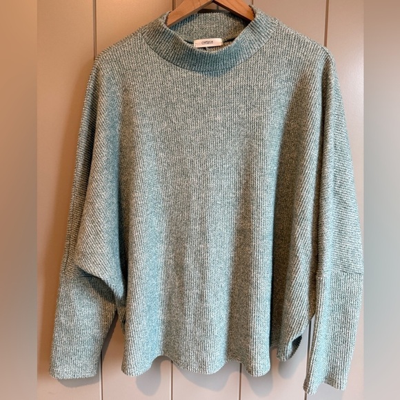 Cherish Sweaters - Cherish Women’s Sage Green Mock Neck Batwing Sleeve Knit Sweater Medium Soft